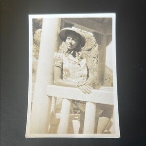 Vintage 1940s Sepia Photograph of Woman in Hat